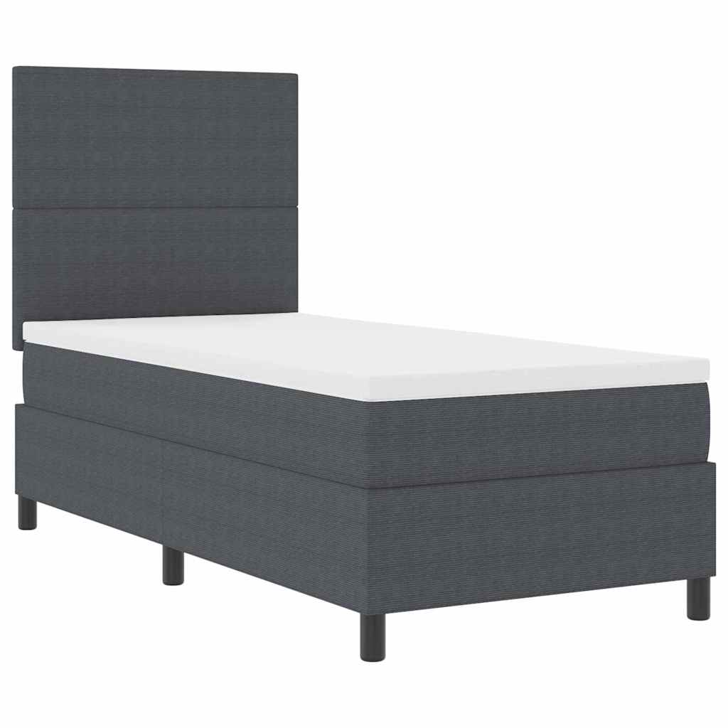 Krevet s opruga kutije Tamno siva i bijela 90 x 200 cm
