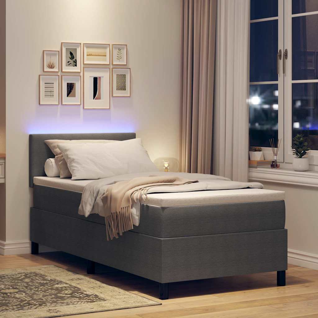 LED Box Spring Krevet Svijetlo siva i bijela. 80 x 200 cm