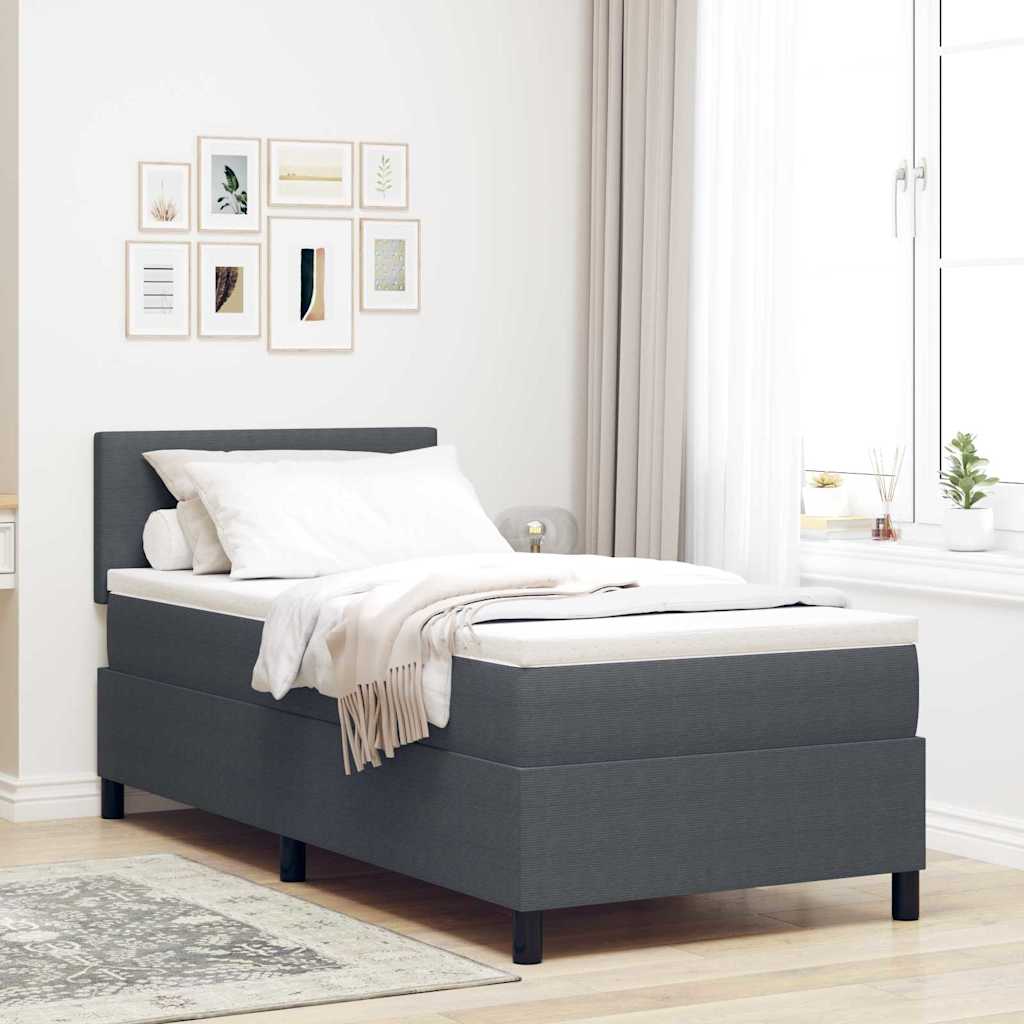 LED Box Spring Krevet Tamno siva i bijela 90 x 200 cm