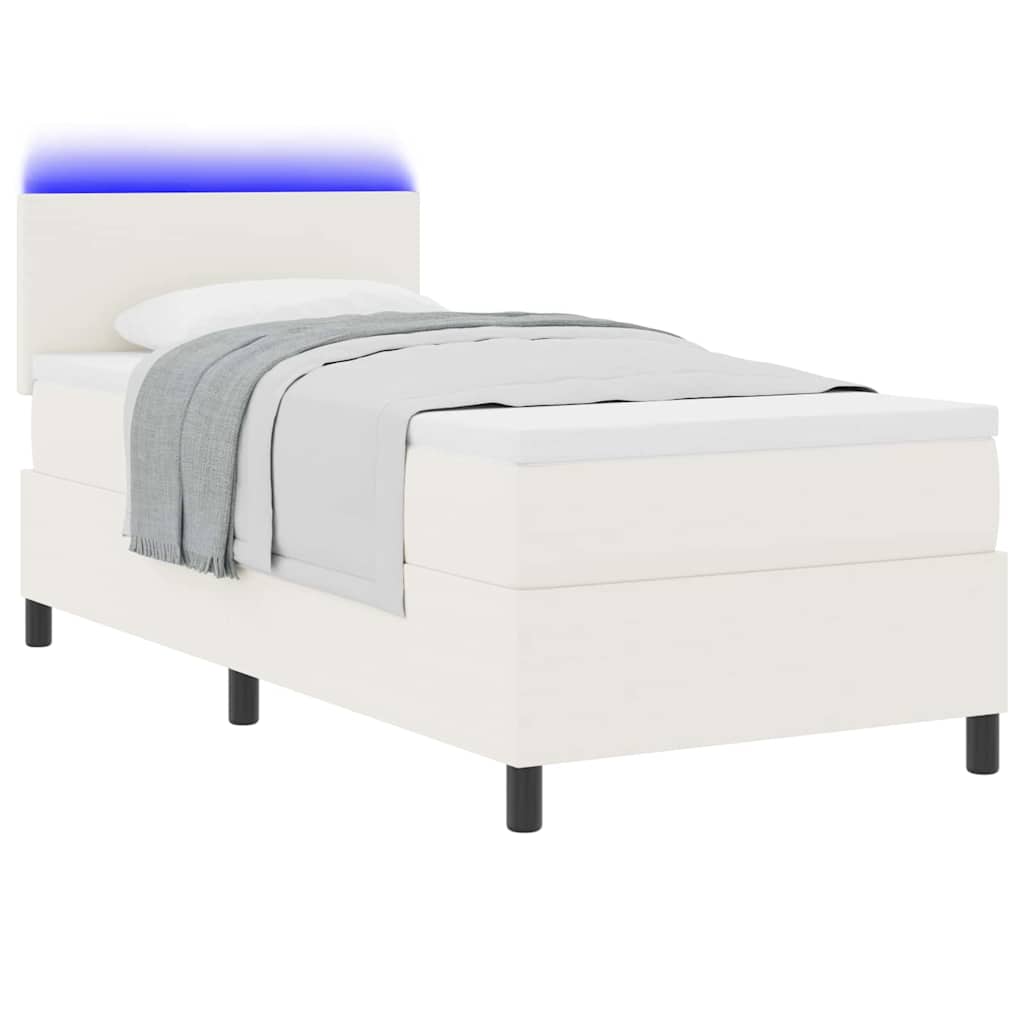 LED Box Spring Krevet s uzglavljem Krema i bijela 100 x 200 cm