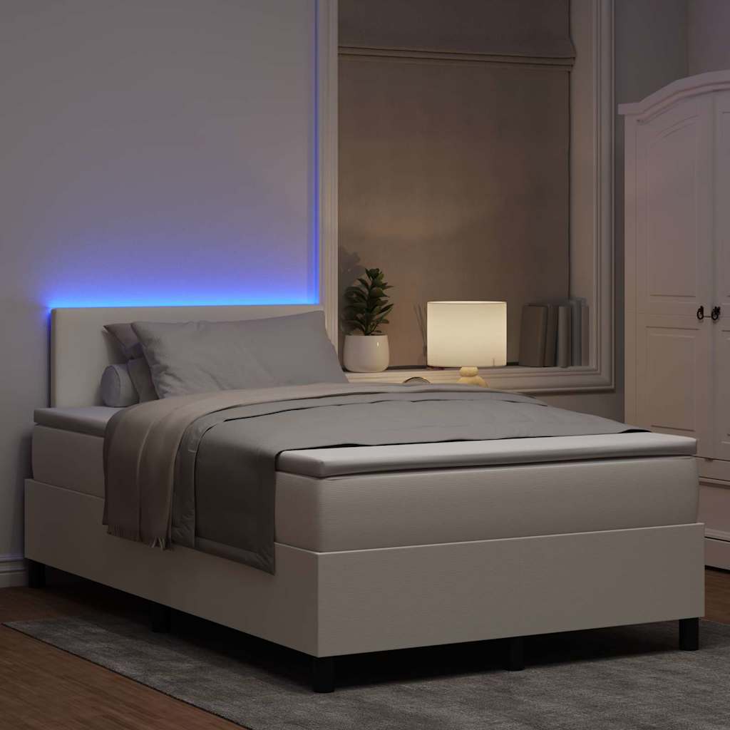 LED Box Spring Krevet s uzglavljem Krema i bijela 120 x 200 cm