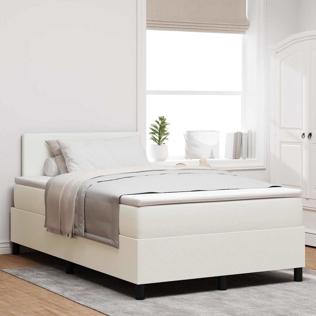 LED Box Spring Krevet s uzglavljem Krema i bijela 120 x 200 cm