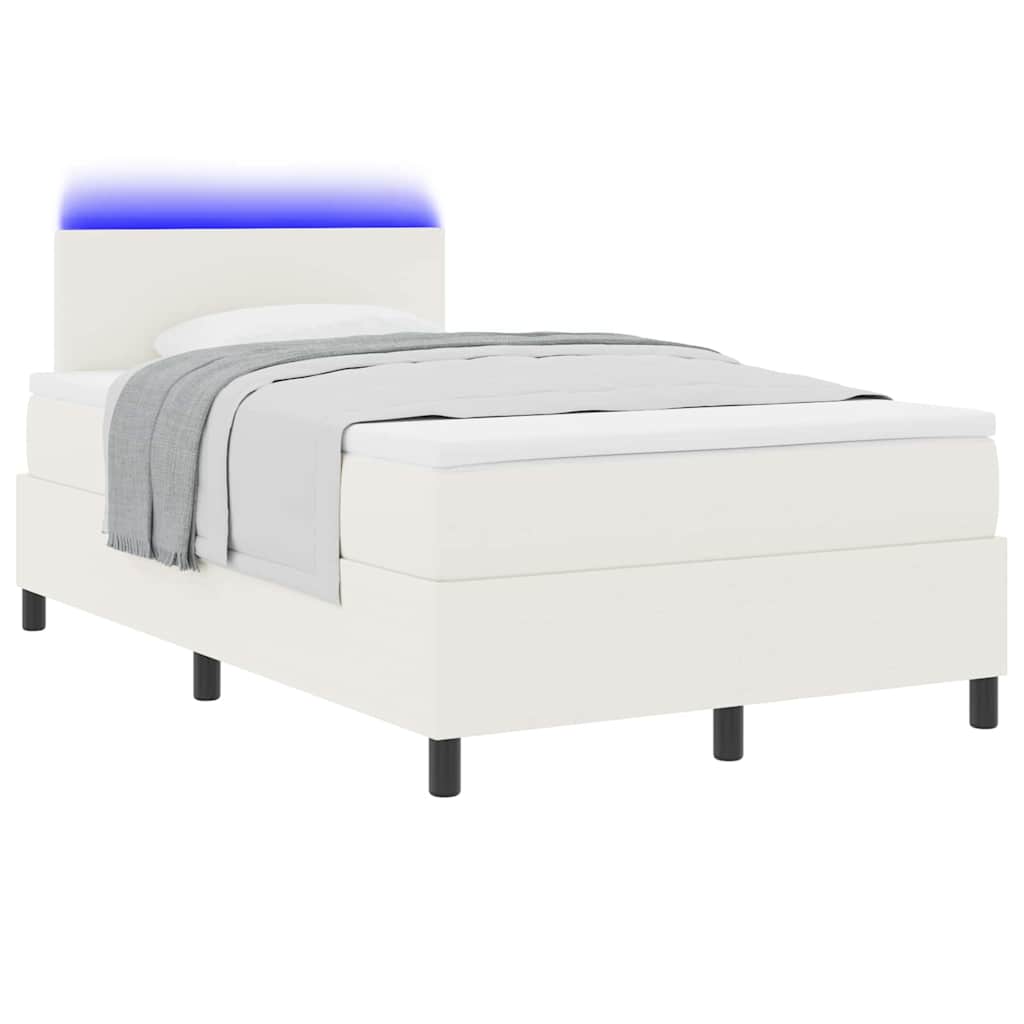 LED Box Spring Krevet s uzglavljem Krema i bijela 120 x 200 cm