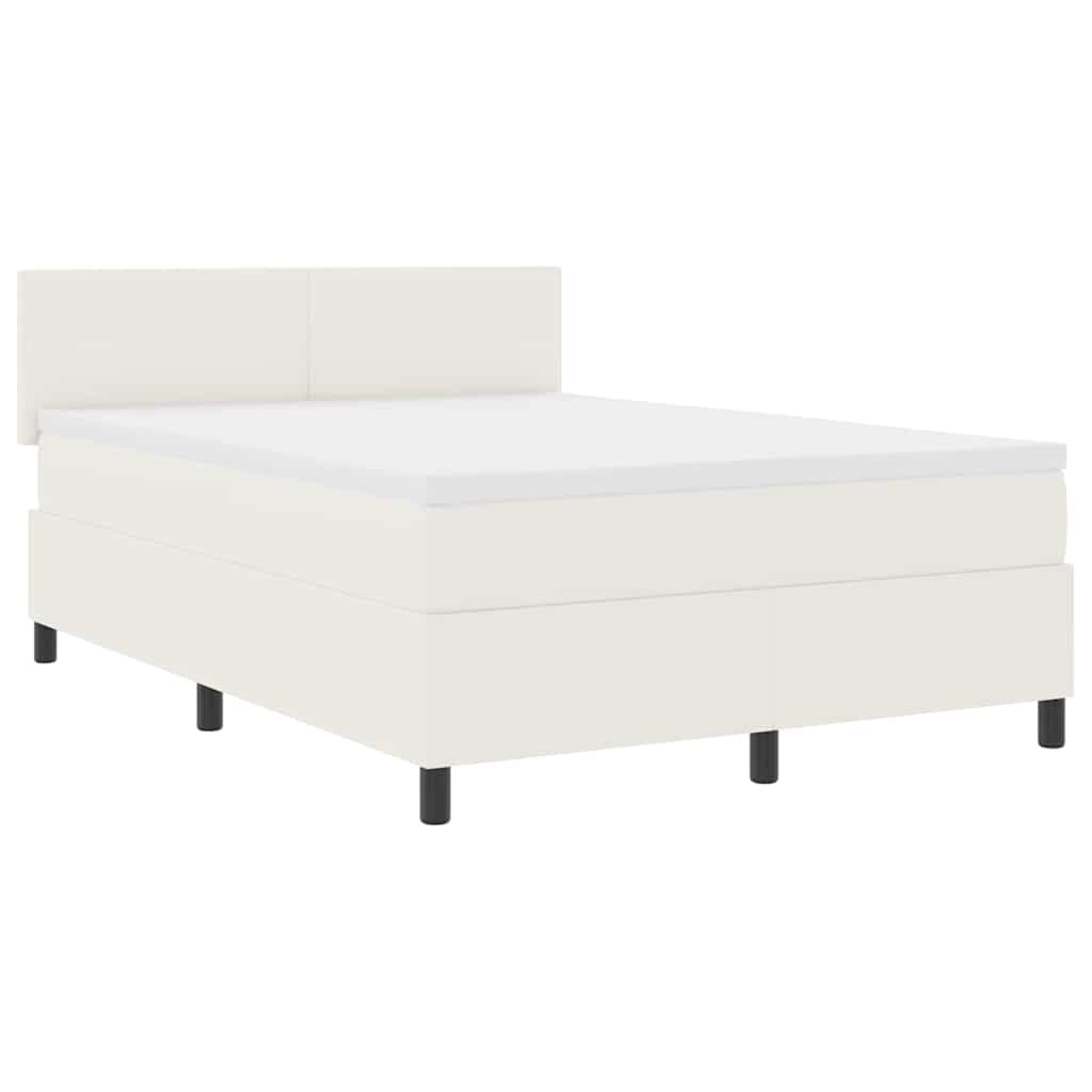 LED Box Spring Krevet s uzglavljem Krema i bijela 140 x 190 cm