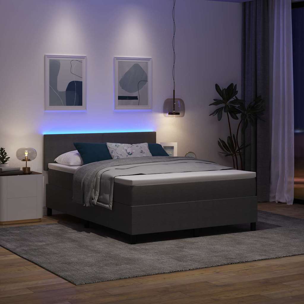 LED Box Spring Krevet Svijetlo siva i bijela. 140 x 200 cm