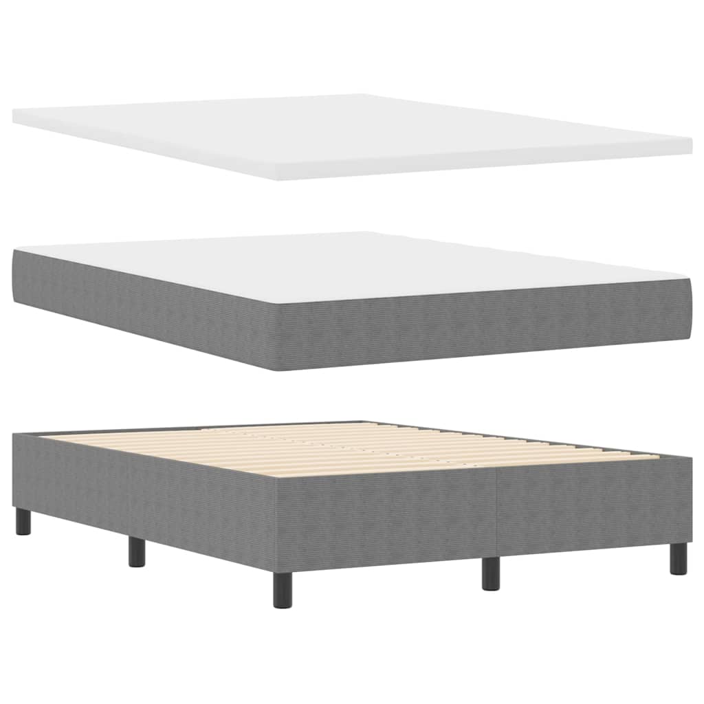 LED Box Spring Krevet Svijetlo siva i bijela. 140 x 200 cm