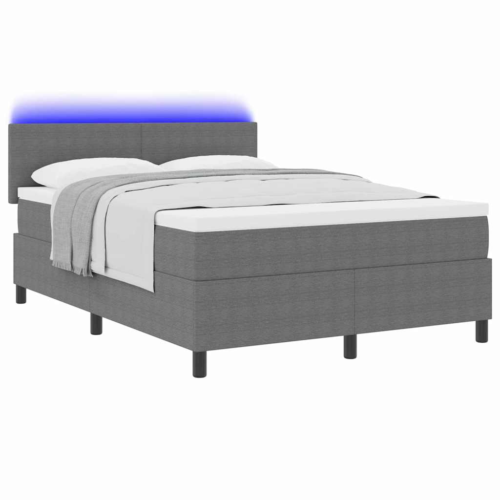 LED Box Spring Krevet Svijetlo siva i bijela. 140 x 200 cm