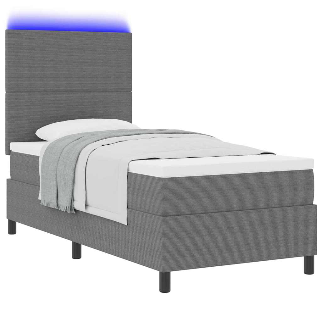 LED Box Spring Krevet Svijetlo siva i bijela. 80 x 200 cm