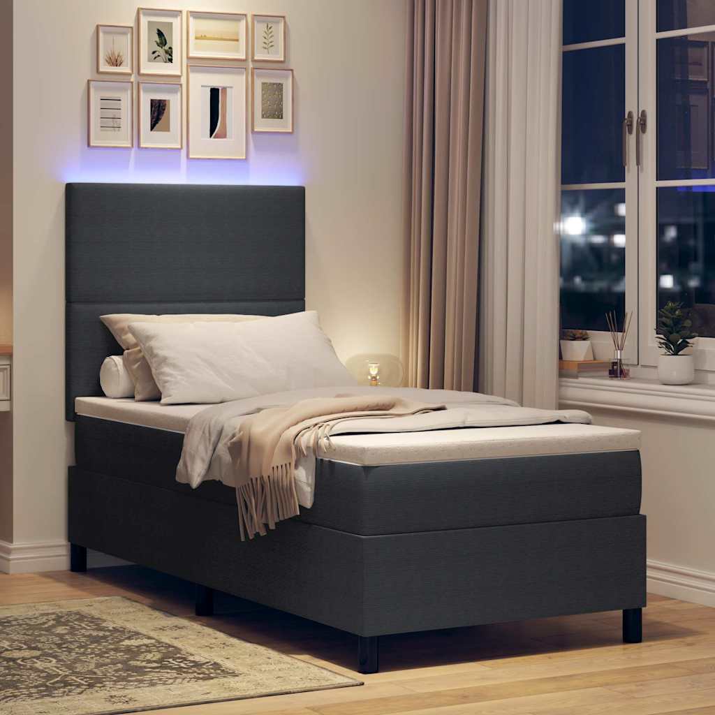 LED Box Spring Krevet Tamno siva i bijela 80 x 200 cm