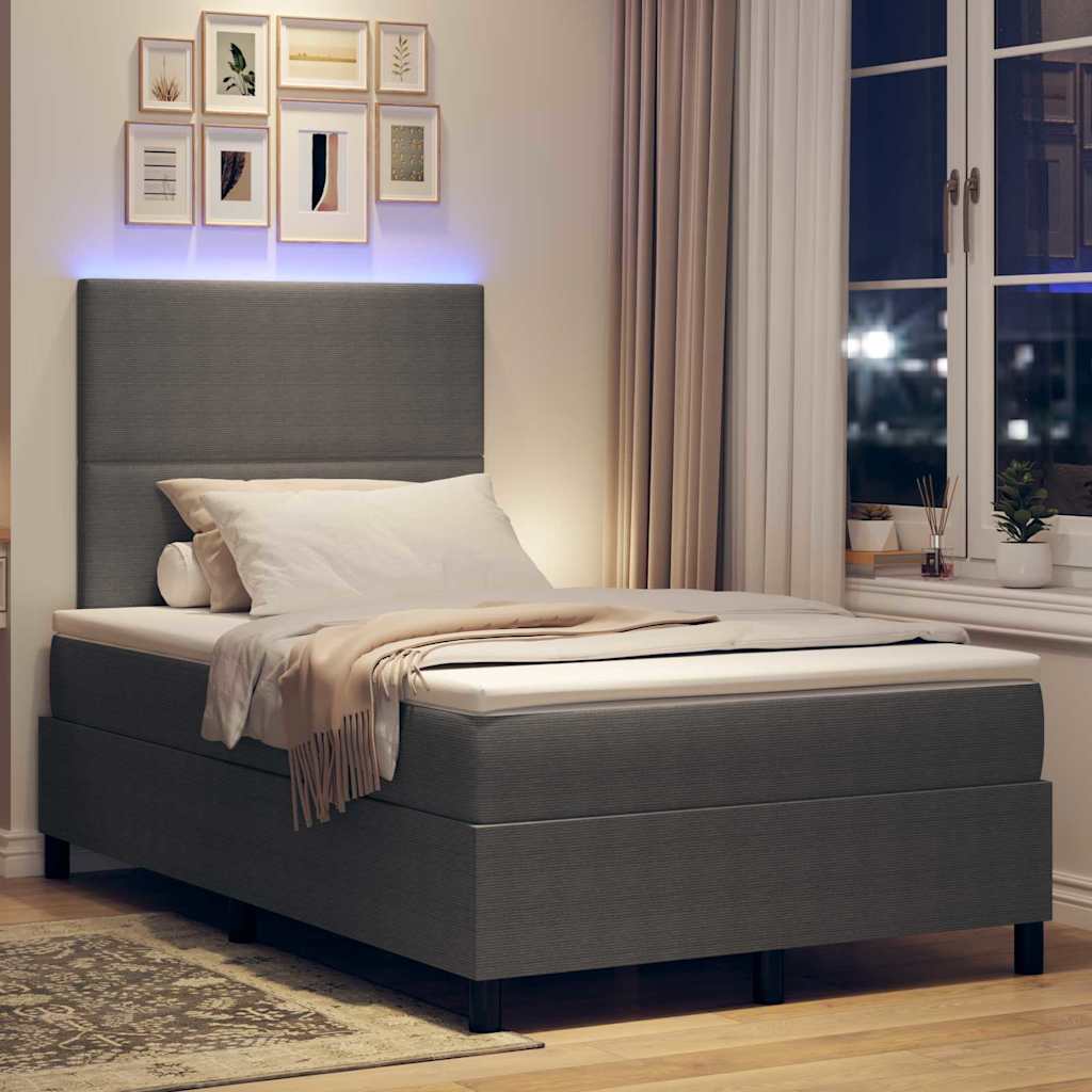 LED Box Spring Krevet Svijetlo siva i bijela. 120 x 190 cm