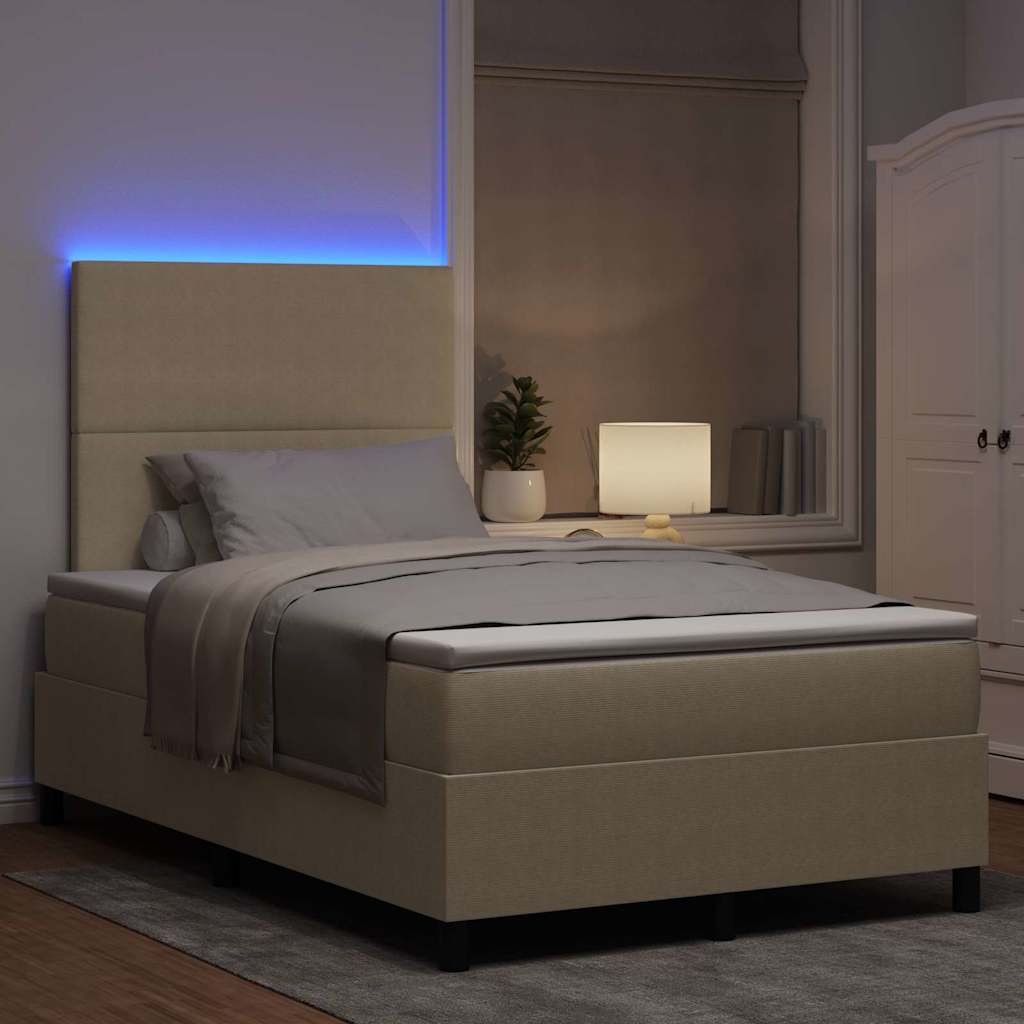 LED Box Spring Krevet Svijetlo siva i bijela. 120 x 190 cm