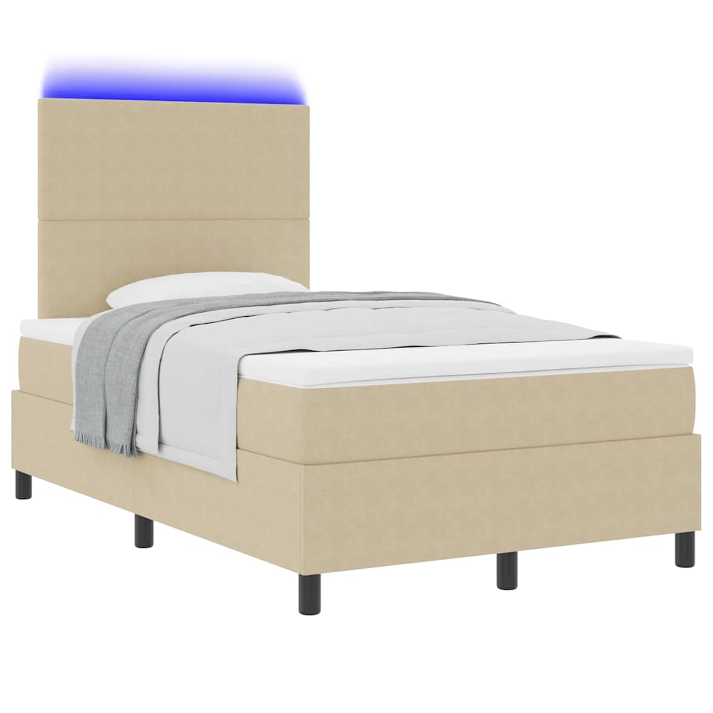 LED Box Spring Krevet Svijetlo siva i bijela. 120 x 190 cm