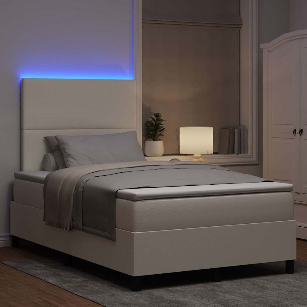 LED Box Spring Krevet s uzglavljem Krema i bijela 120 x 200 cm