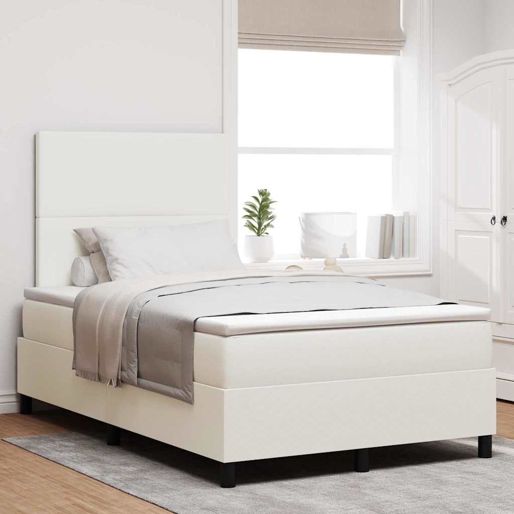 LED Box Spring Krevet s uzglavljem Krema i bijela 120 x 200 cm