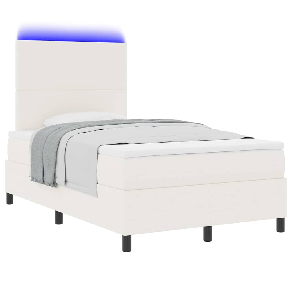 LED Box Spring Krevet s uzglavljem Krema i bijela 120 x 200 cm