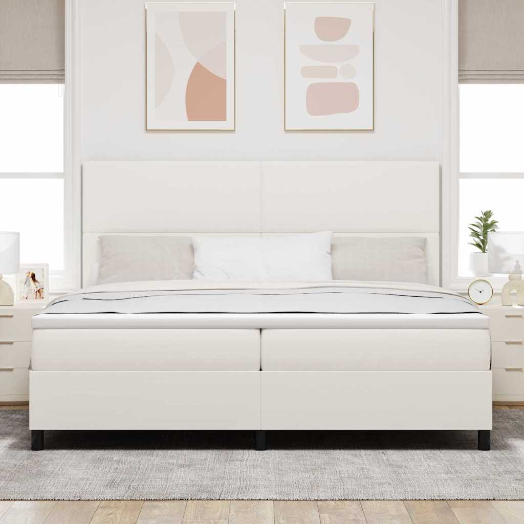 LED Box Spring Krevet s uzglavljem Krema i bijela 200 x 200 cm