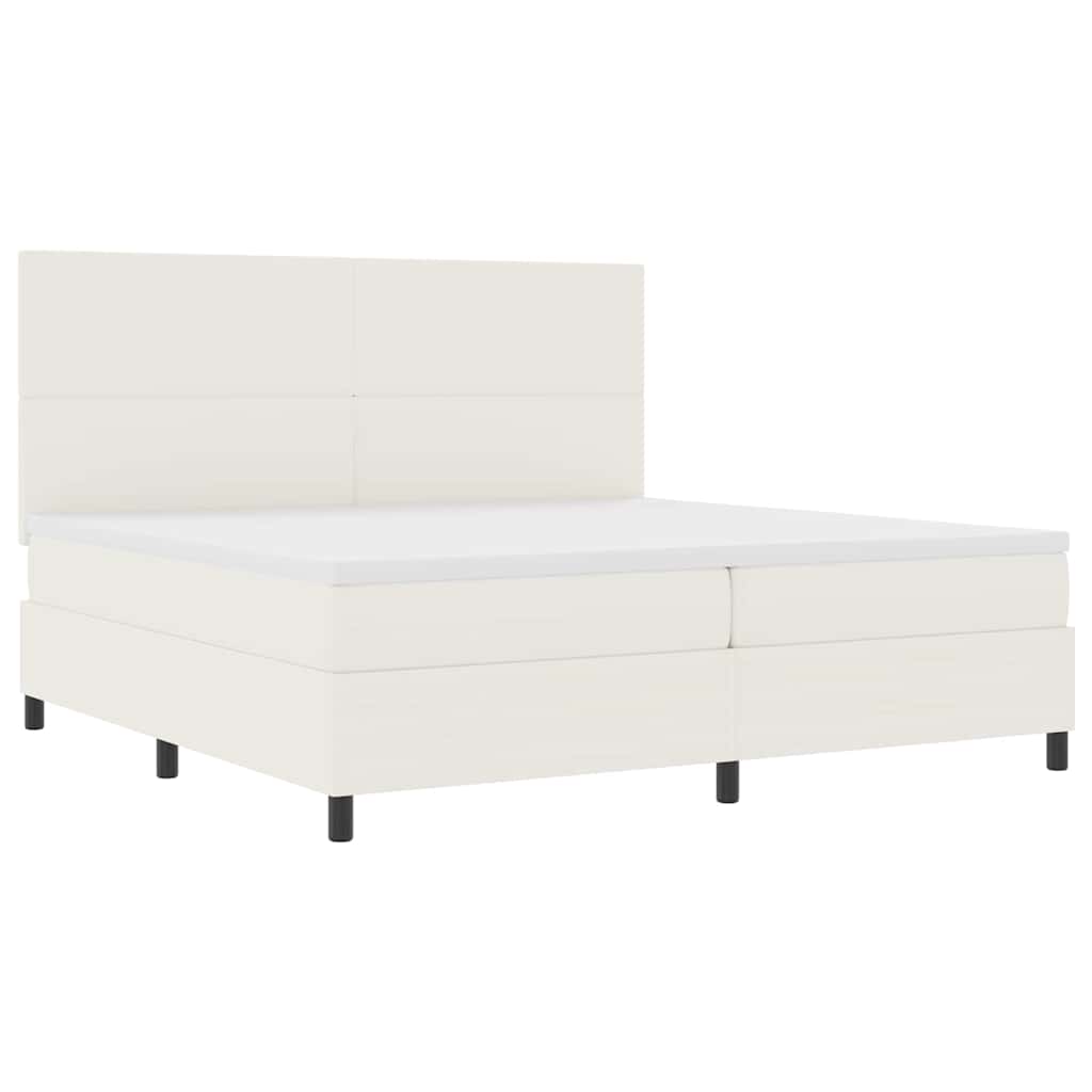 LED Box Spring Krevet s uzglavljem Krema i bijela 200 x 200 cm