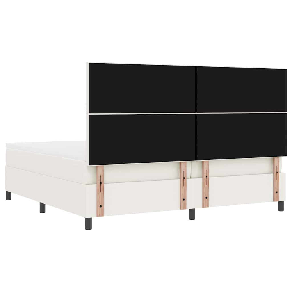 LED Box Spring Krevet s uzglavljem Krema i bijela 200 x 200 cm