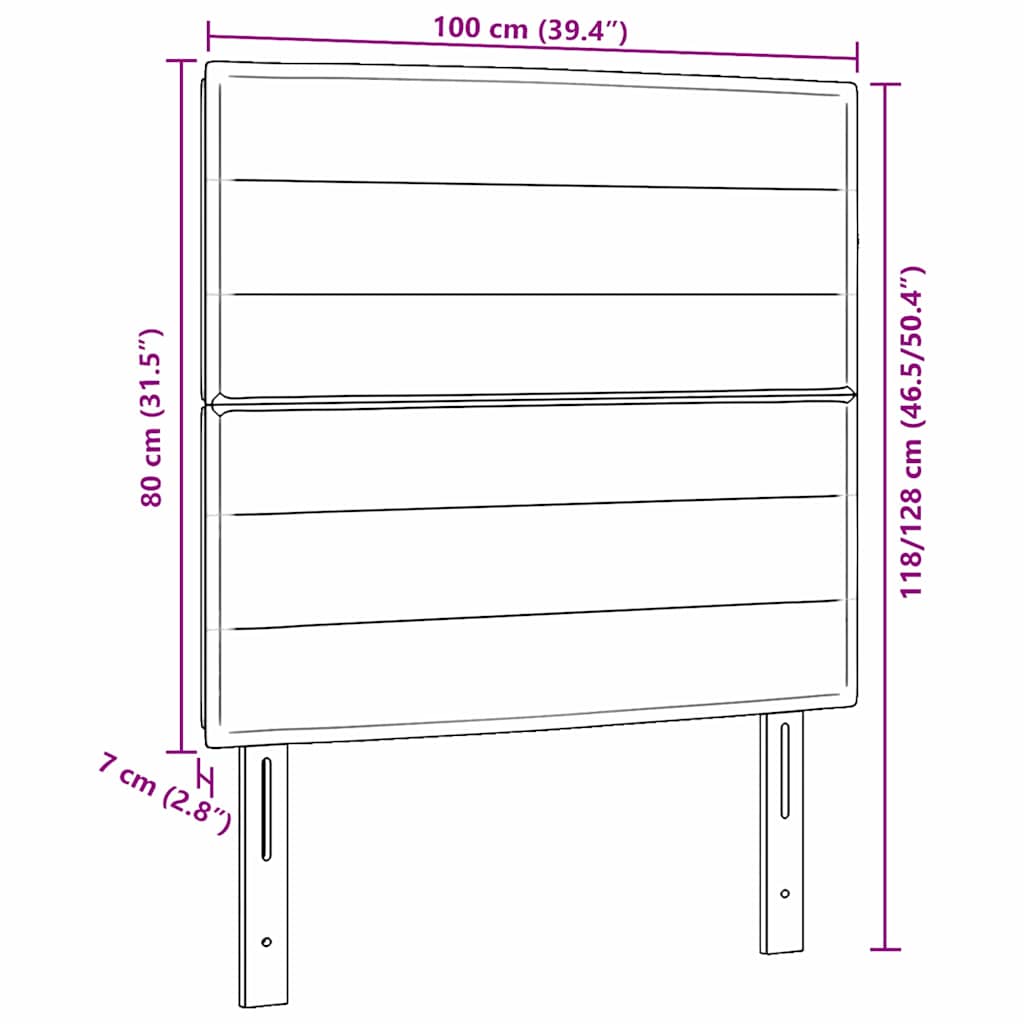 Uzglavlje Tamno siva 100 cm tkanina