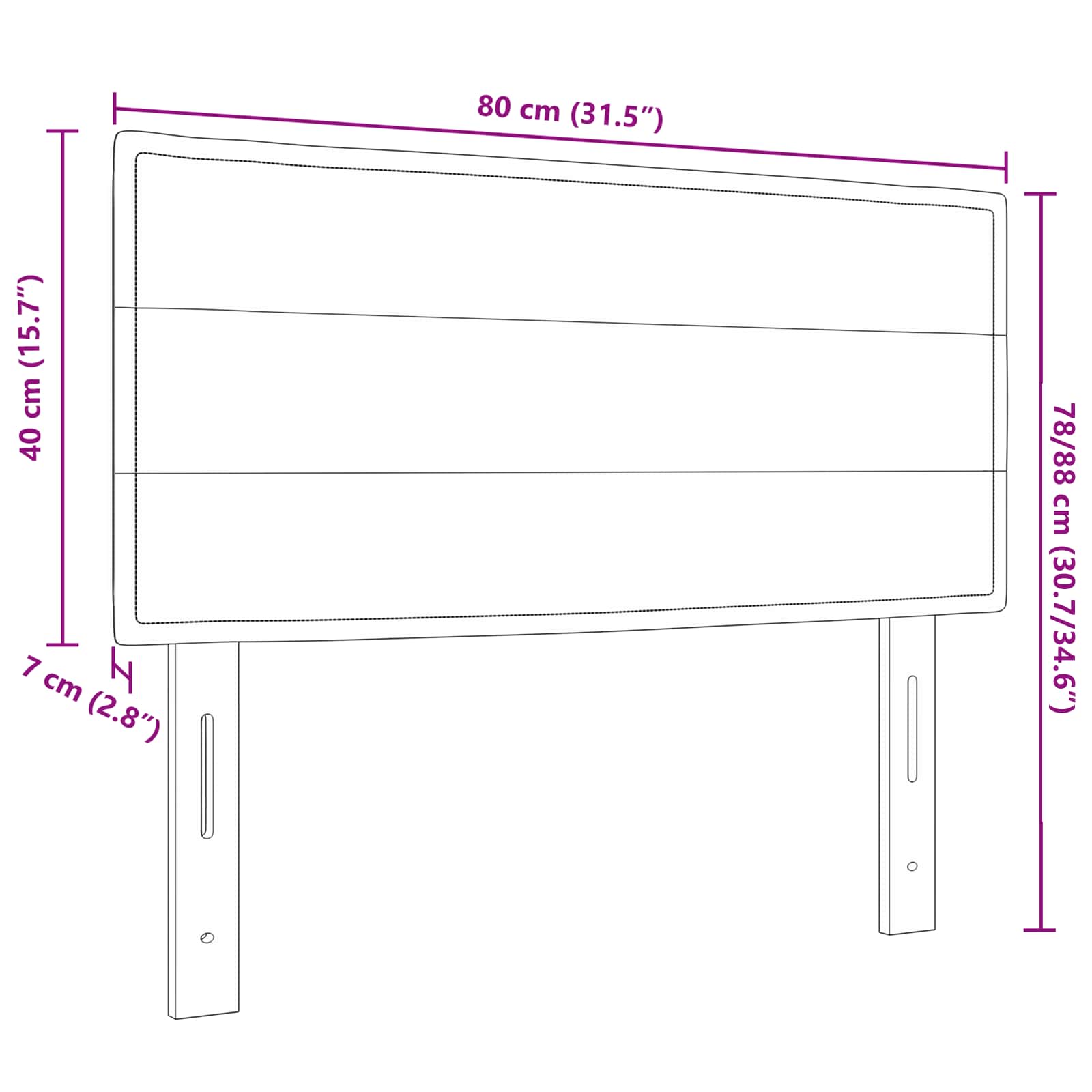 LED glava kreveta s LED trakama Tamno smeđa 80 cm tkanina