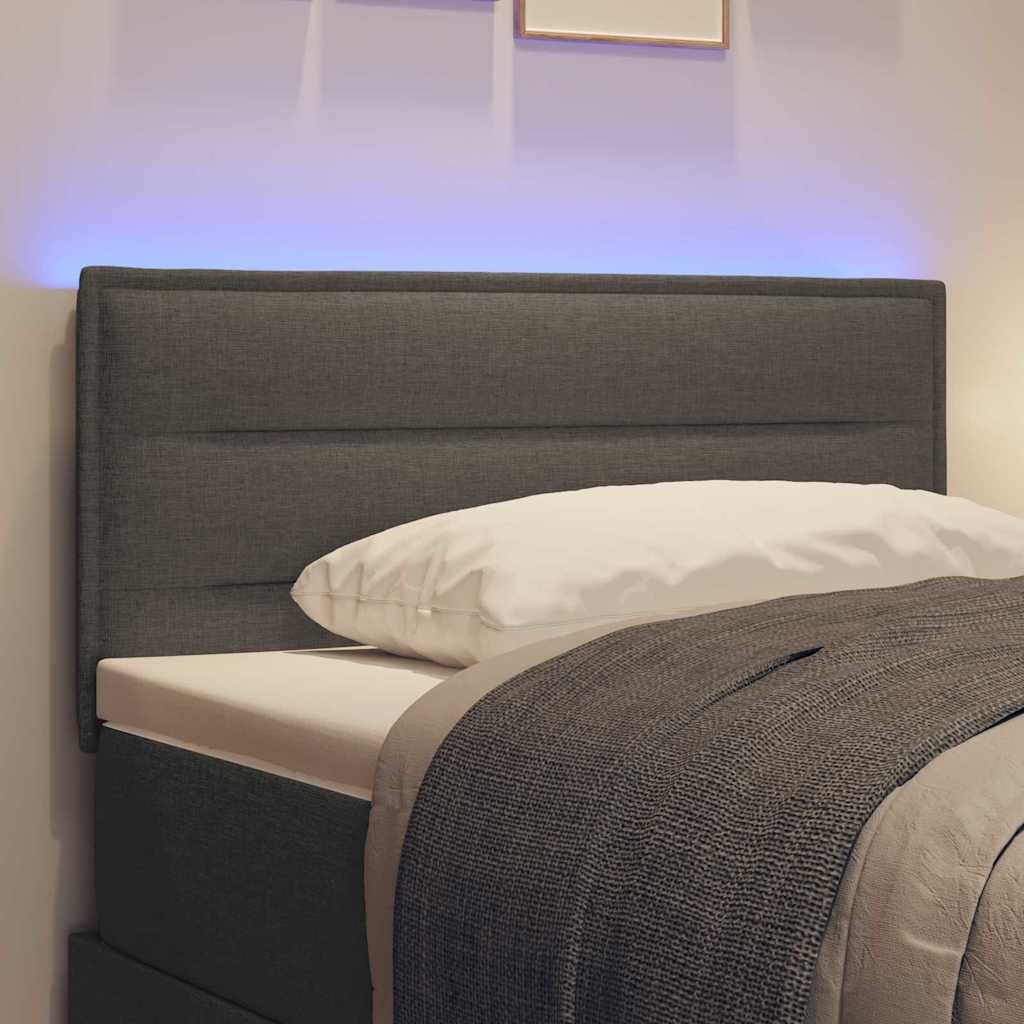 LED glava kreveta s LED trakama Tamno siva 90 cm tkanina
