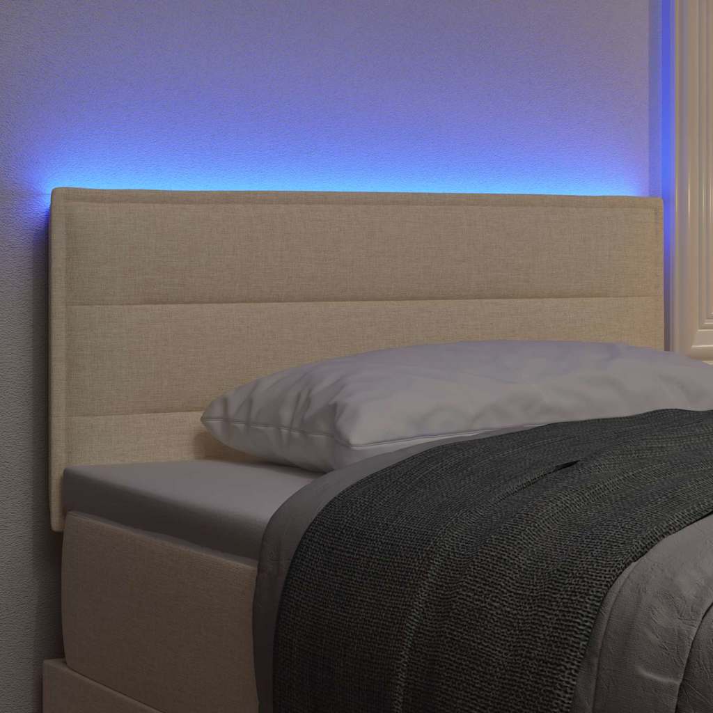 LED glava kreveta s LED trakama Krema 90 cm tkanina