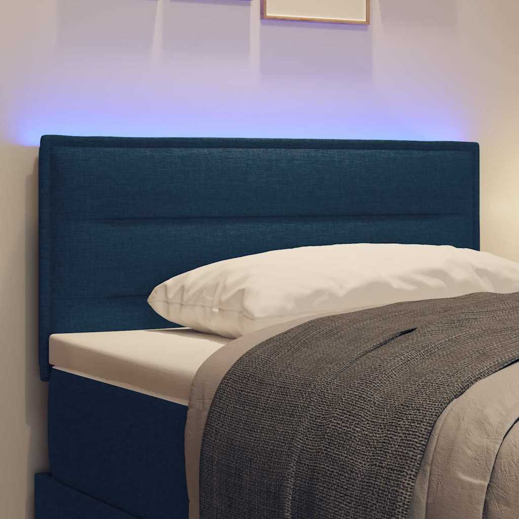 LED glava kreveta s LED trakama Plava 90 cm tkanina