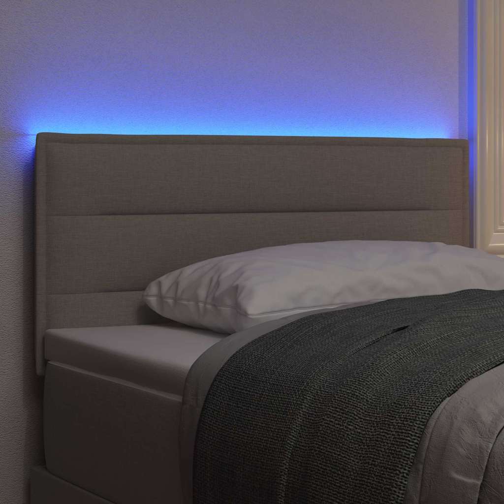 LED glava kreveta s LED trakama Sivo-smeđa 100 cm tkanina