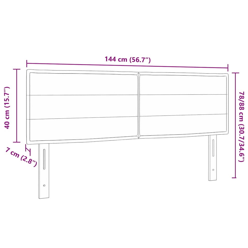 LED glava kreveta s LED trakama Svijetlo siva 144 cm tkanina
