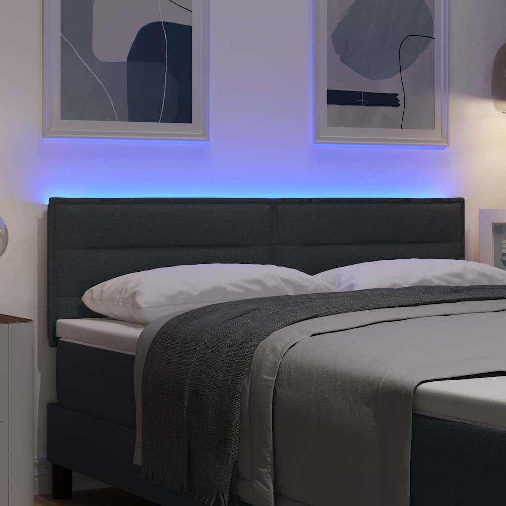 LED glava kreveta s LED trakama Tamno siva 160 cm tkanina