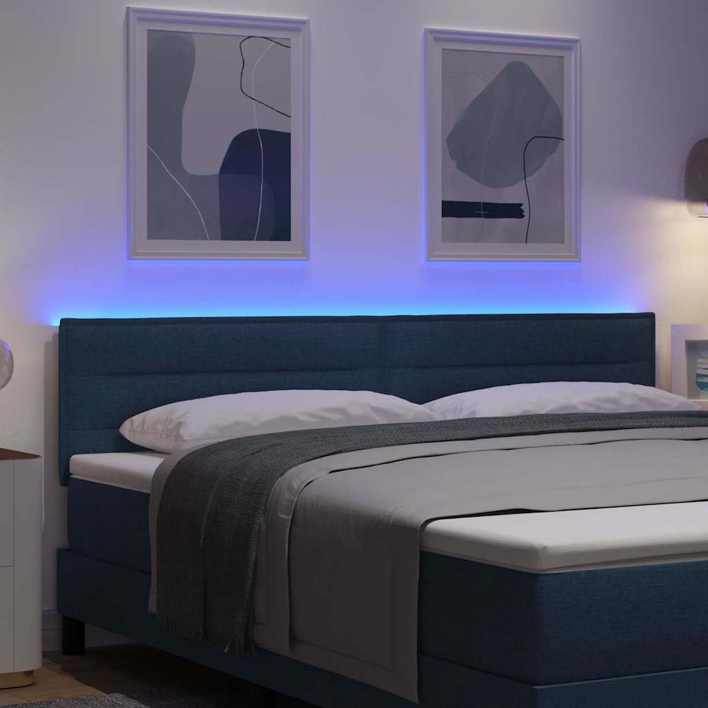 LED glava kreveta s LED trakama Plava 180 cm tkanina