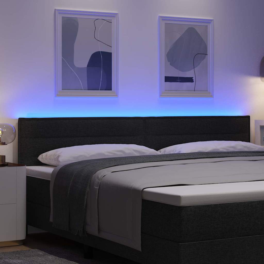 LED glava kreveta s LED trakama Crna 200 cm tkanina