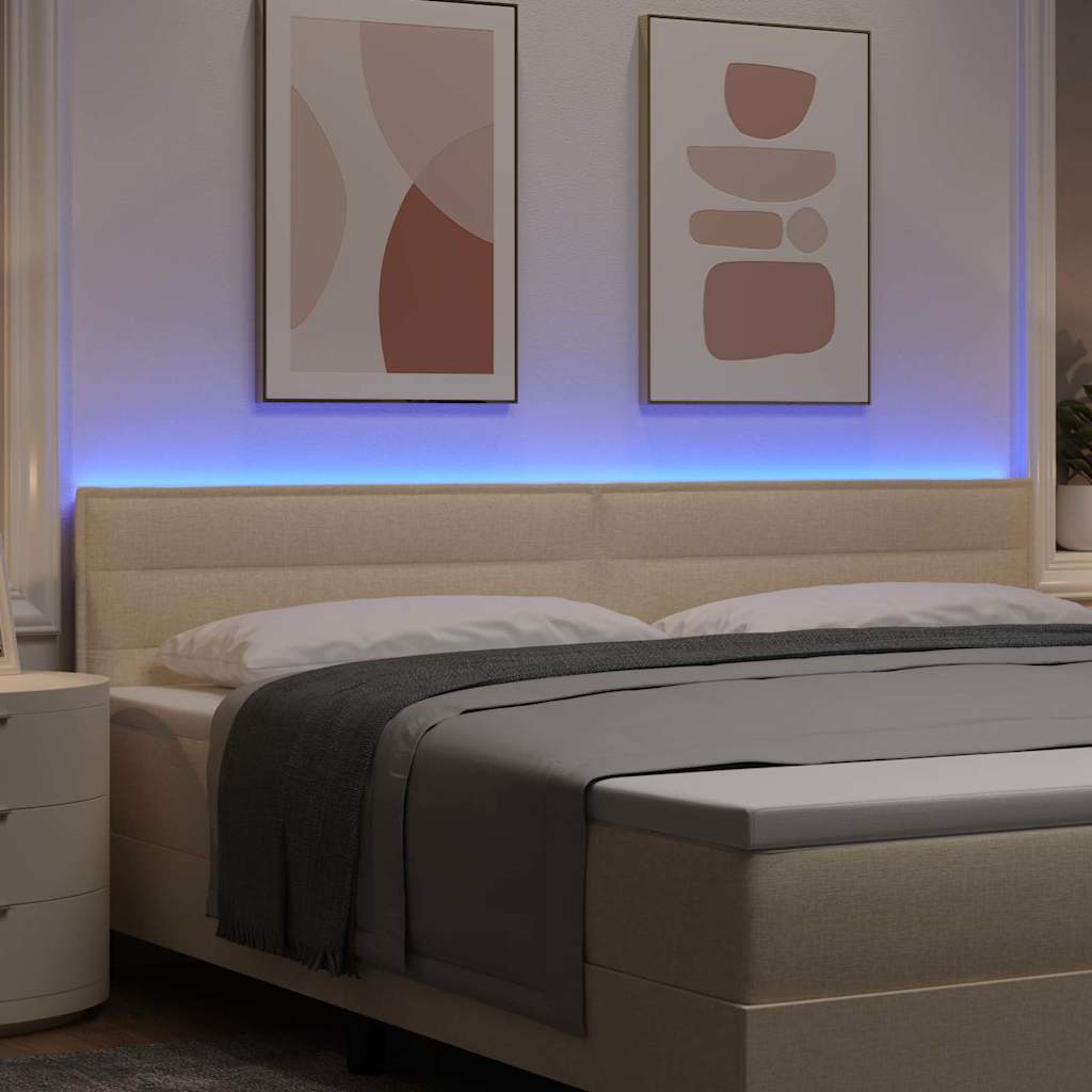LED glava kreveta s LED trakama Krema 200 cm tkanina