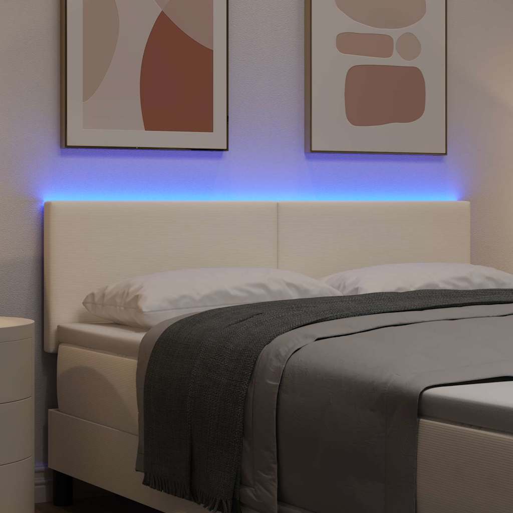 LED glava kreveta s LED trakama Krema 144 cm Kordura tekstil