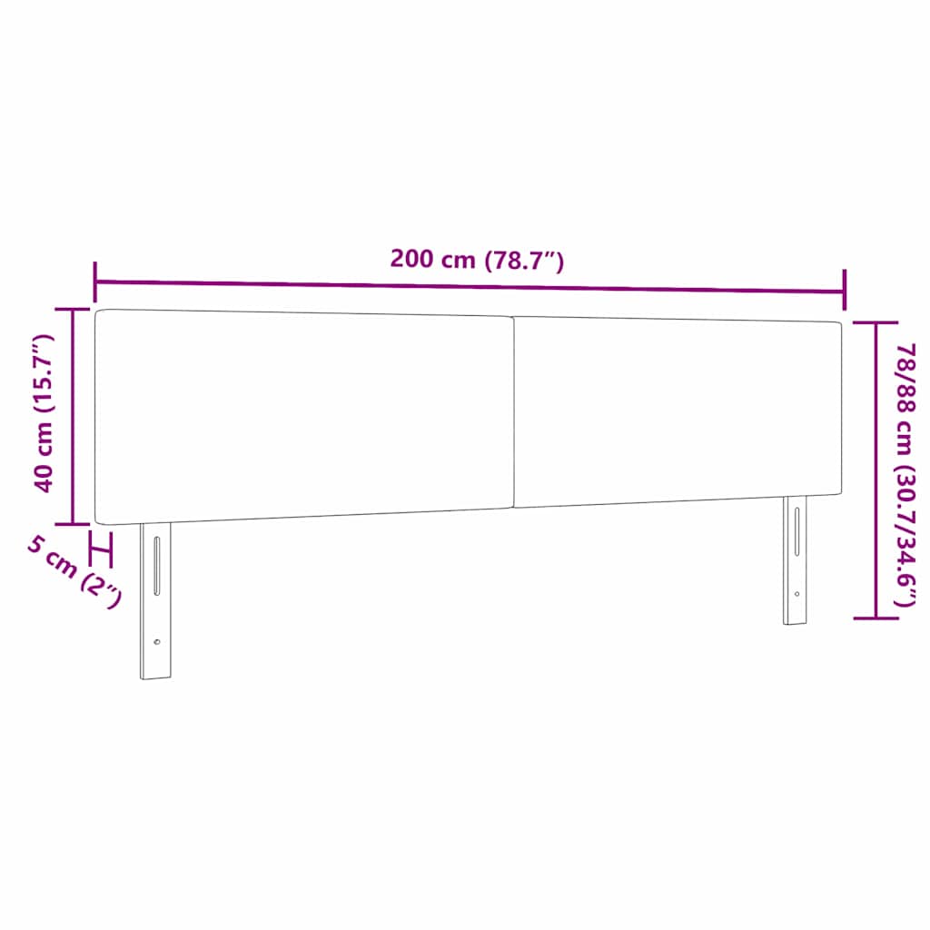 LED glava kreveta Tamno siva 200 cm Kordura tekstil