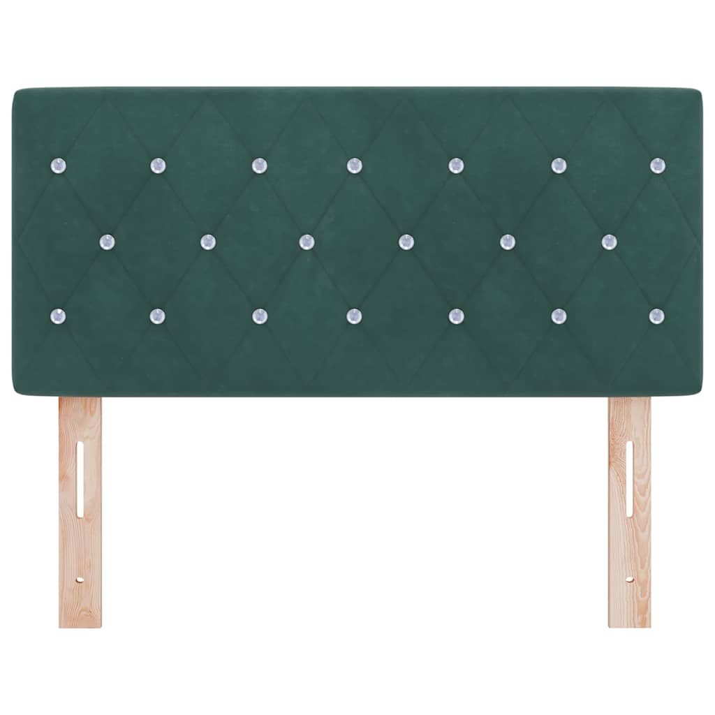 LED glava kreveta s LED trakama Tamnozelena 90 cm Baršun