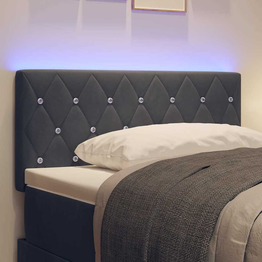 LED glava kreveta s LED trakama Tamno siva 100 cm Baršun