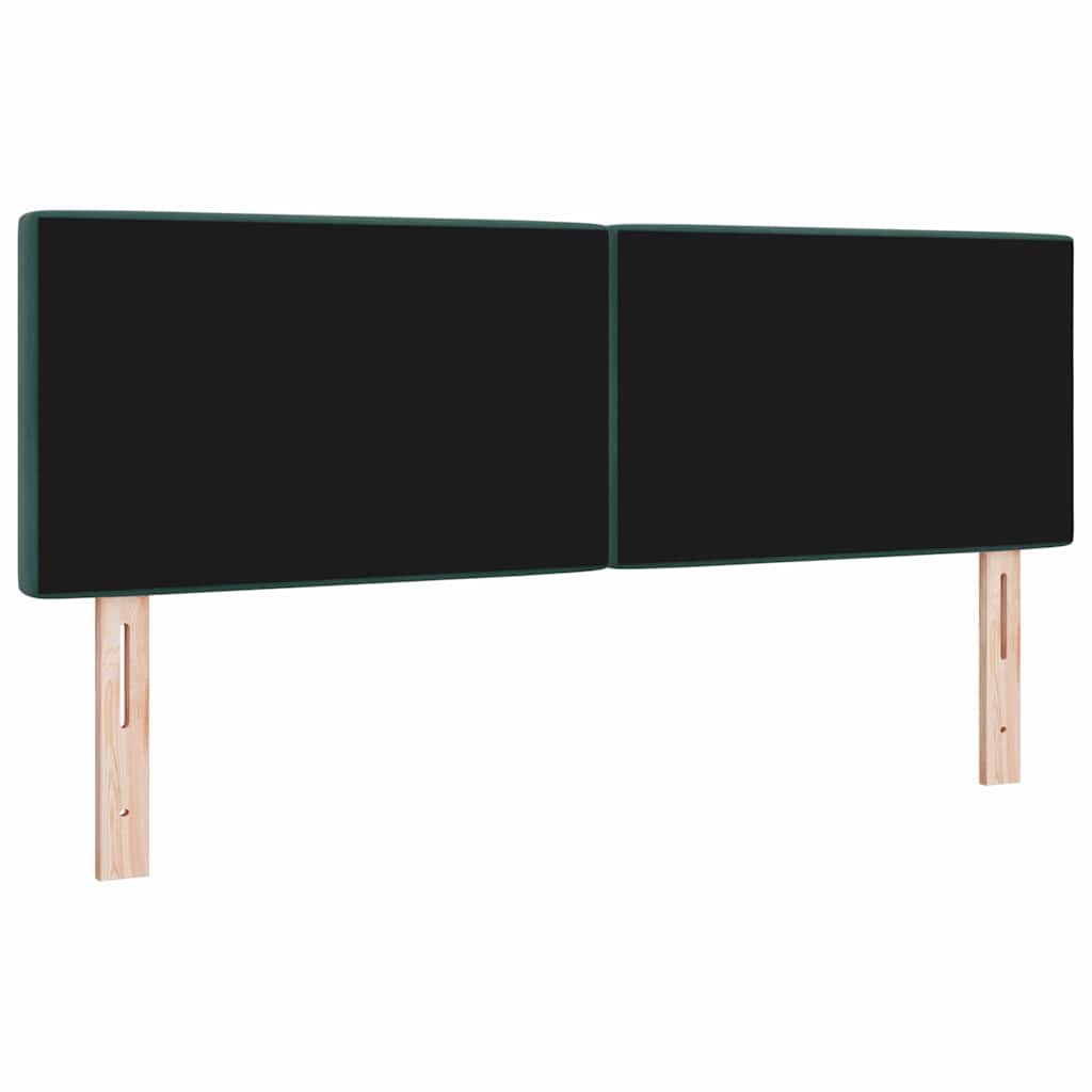 LED glava kreveta s LED trakama Tamnozelena 144 cm Baršun