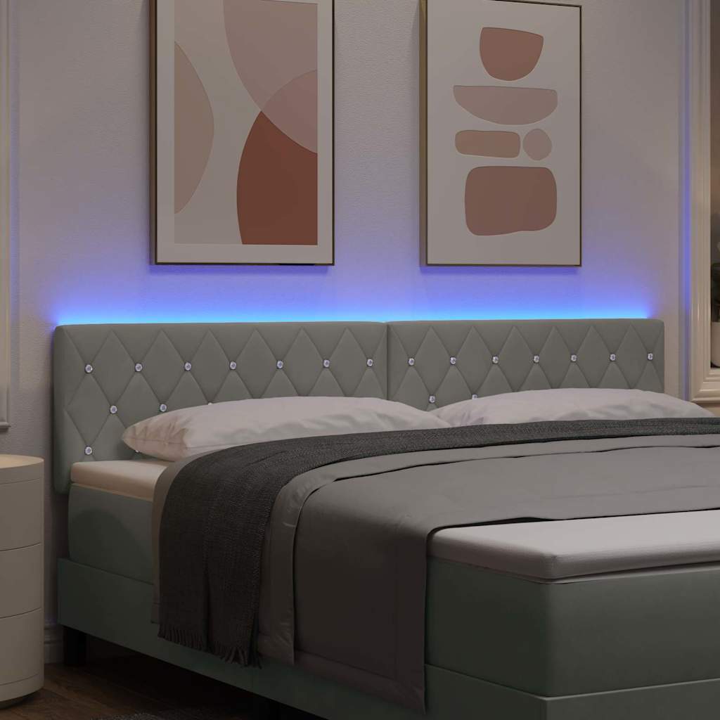 LED glava kreveta s LED trakama Svijetlo siva 180 cm Baršun