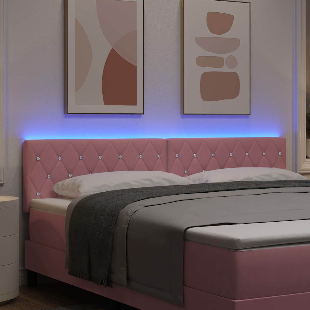LED glava kreveta s LED trakama Ružičasta 180 cm Baršun