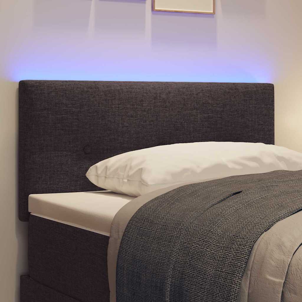 LED glava kreveta s LED trakama Tamno smeđa 80 cm tkanina