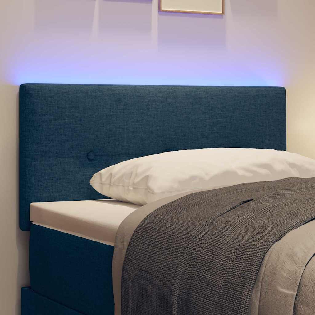 LED glava kreveta s LED trakama Plava 100 cm tkanina
