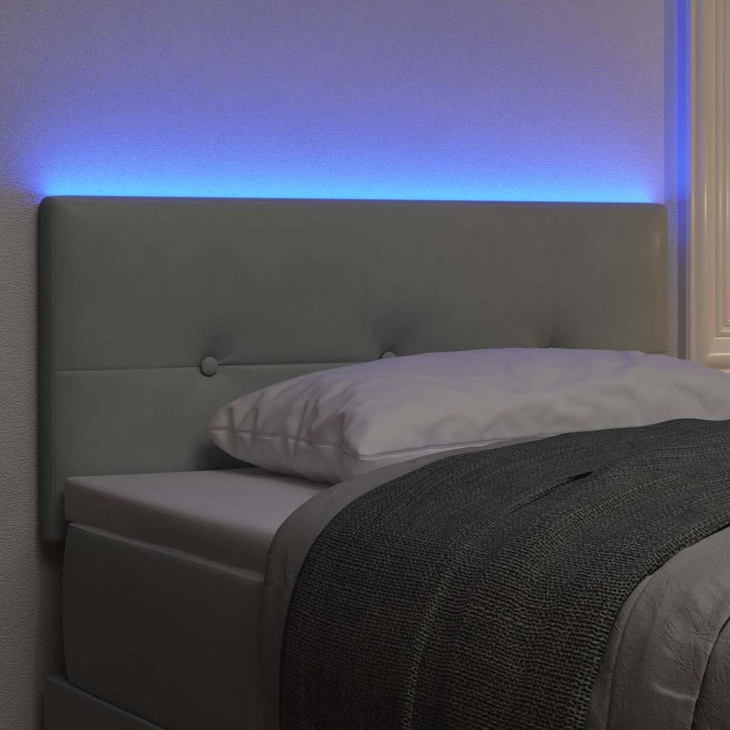 LED glava kreveta s LED trakama Svijetlo siva 100 cm Baršun