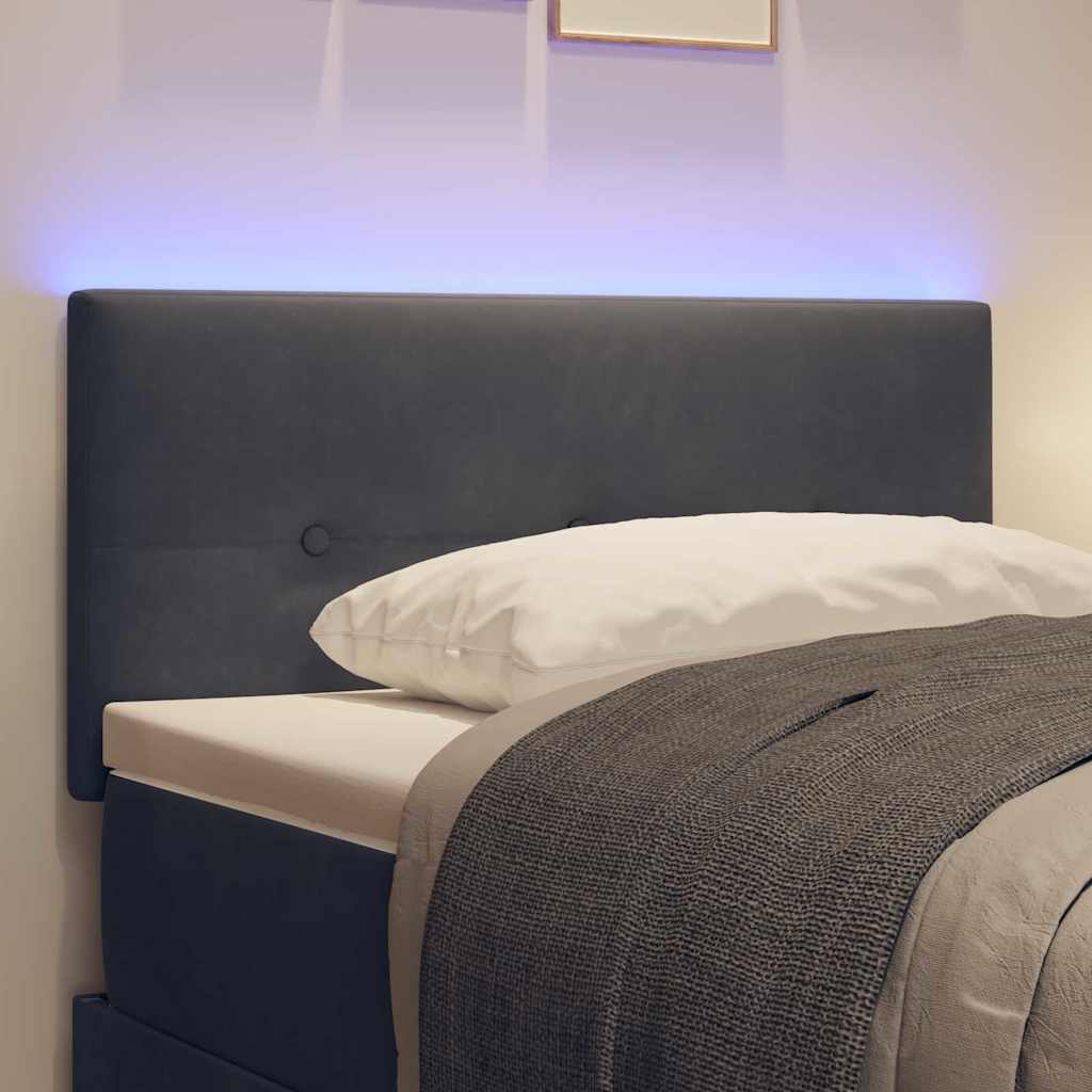 LED glava kreveta s LED trakama Sivi 100 cm Baršun