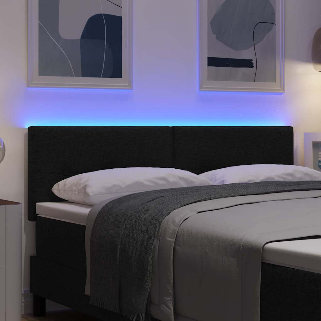 LED glava kreveta s LED trakama Crna 144 cm tkanina