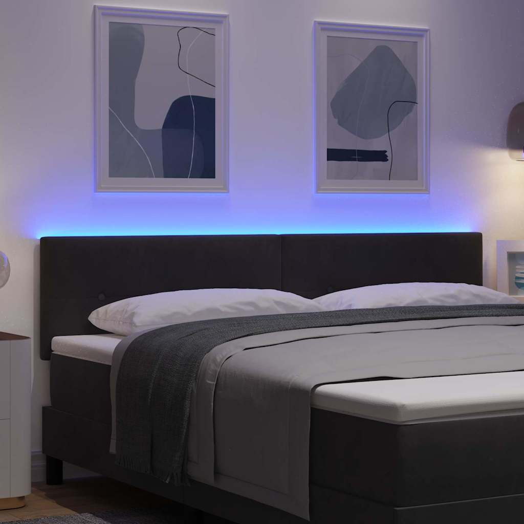 LED glava kreveta s LED trakama Crna 180 cm Baršun