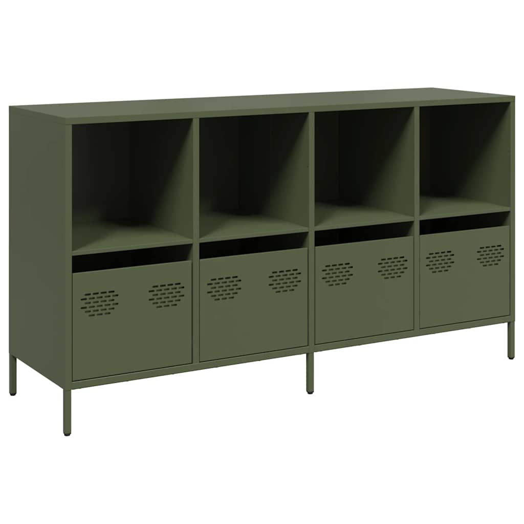 Komoda Maslinasto zelena 135x39x73,5 cm Hladno valjani čelik