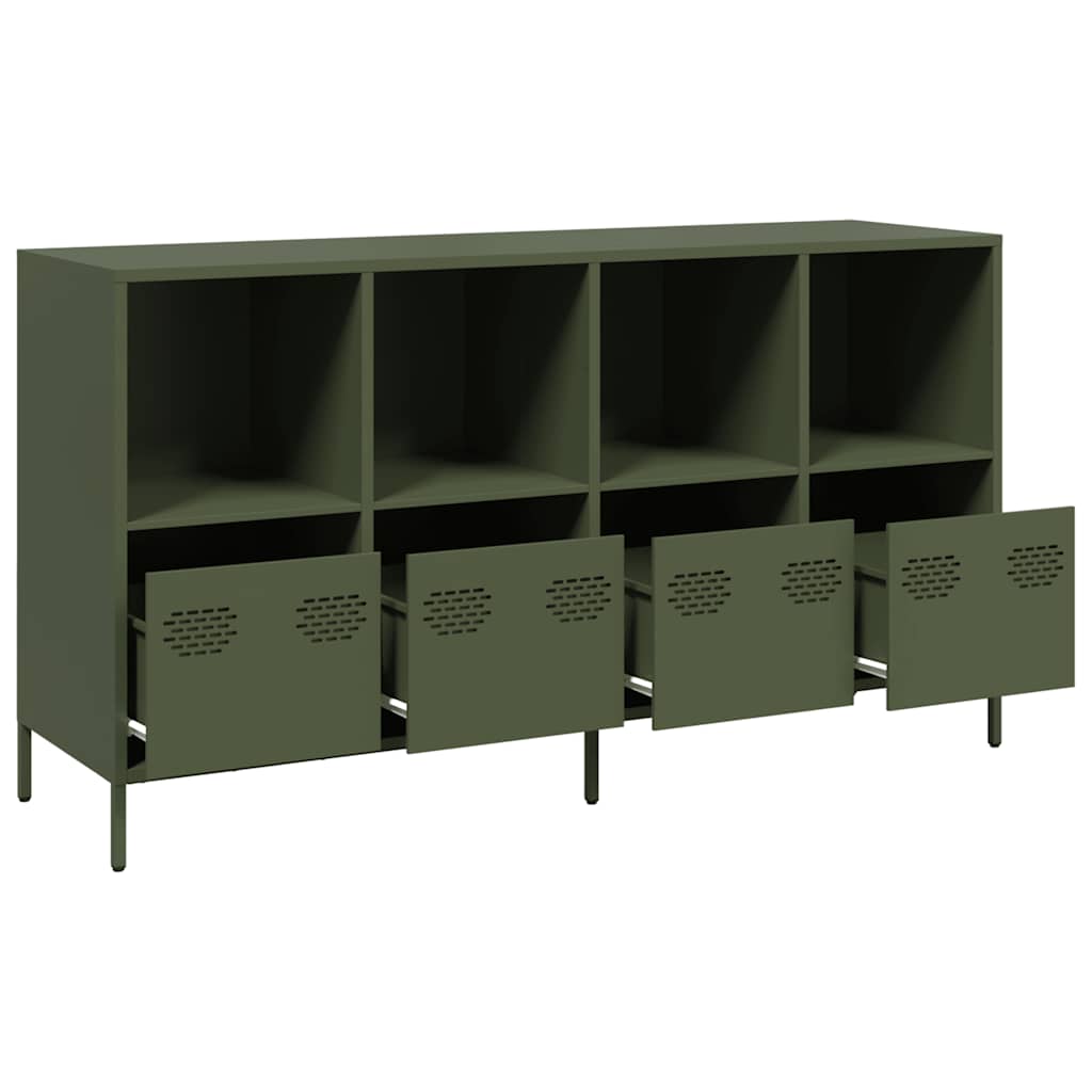 Komoda Maslinasto zelena 135x39x73,5 cm Hladno valjani čelik
