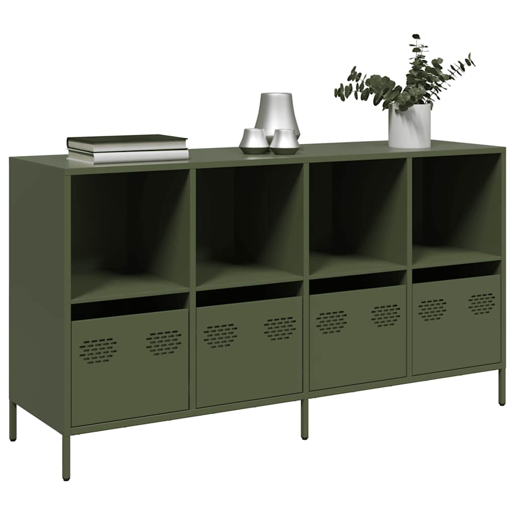 Komoda Maslinasto zelena 135x39x73,5 cm Hladno valjani čelik