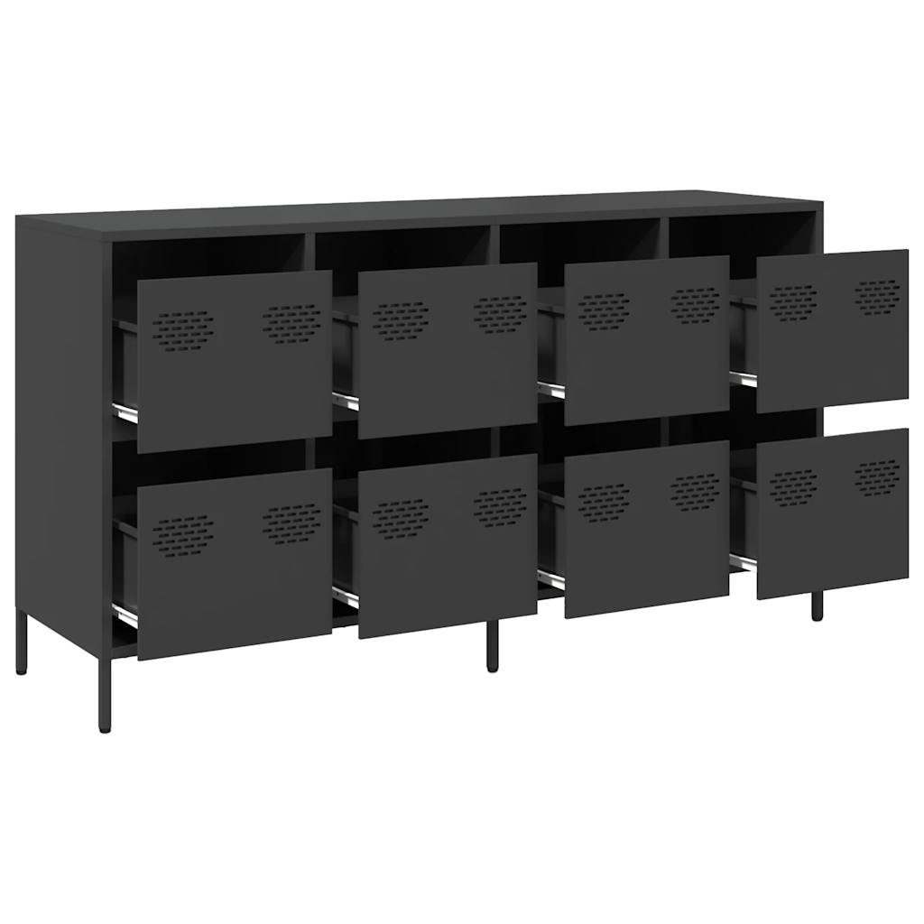 Komoda crna 135x39x73,5 cm hladno valjani čelik